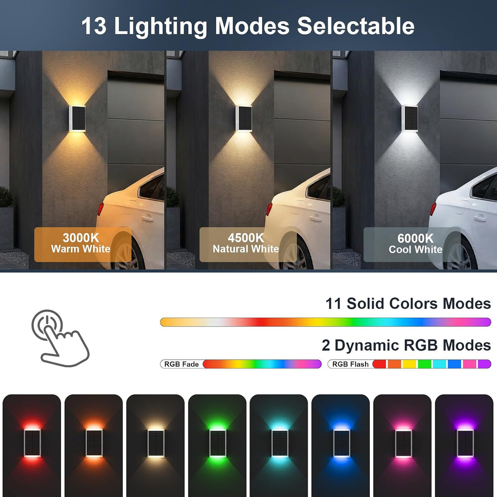 Solar Wall Sconce Up & Down Lighting Solar Lghts Outdoor for Exterior/Backyard/Patio/Garage/Porch/Fence/Wall