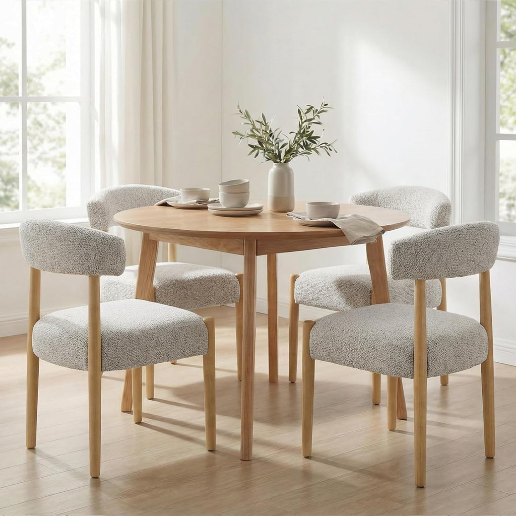 VKNOW Upholstered Dining Room Set for 6, Mid-Century Modern Dining Chairs Set of 4 and Dining
