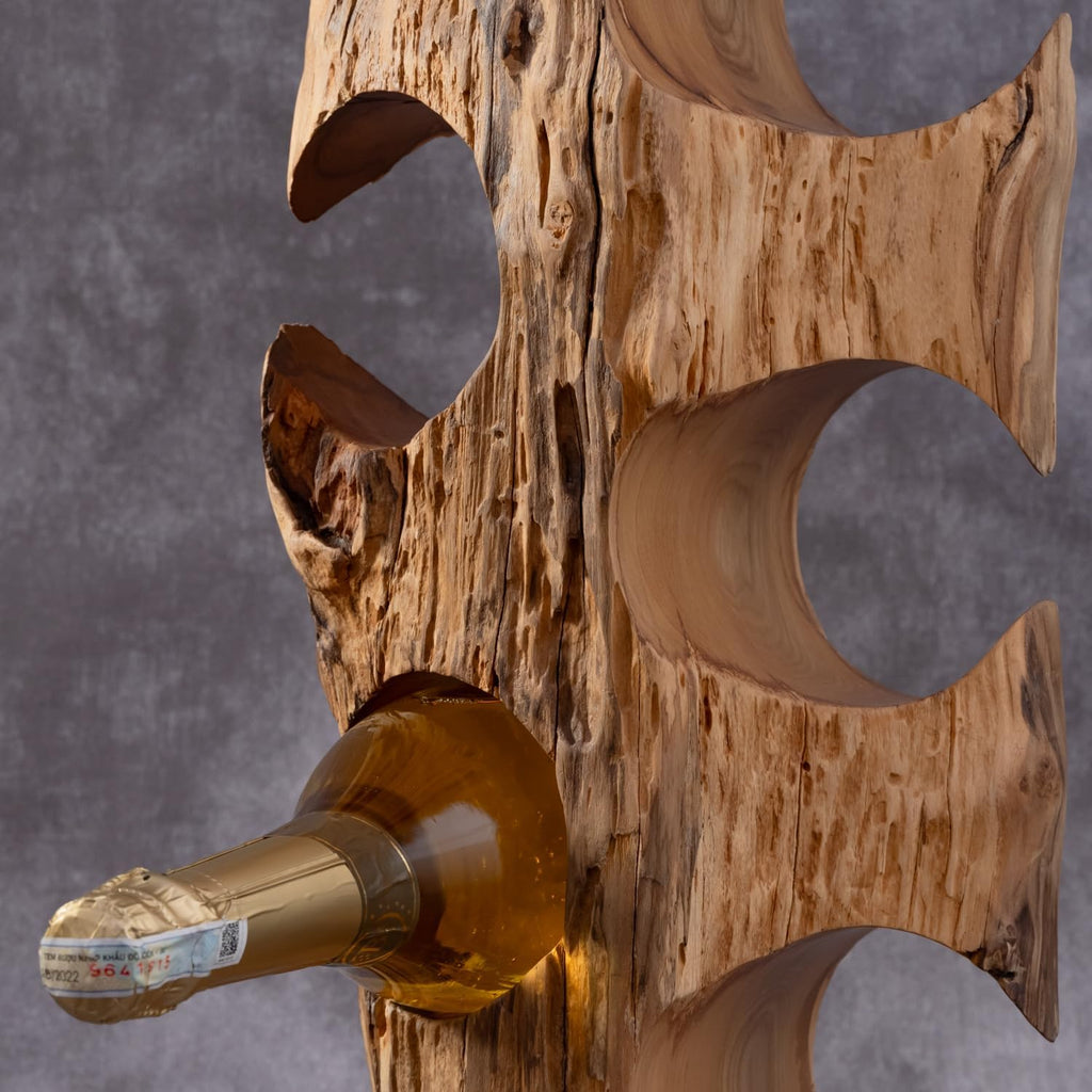 Solid Natural Vitex Pubescens Vahl Wood Wine Rack with Anti-Slip Pads