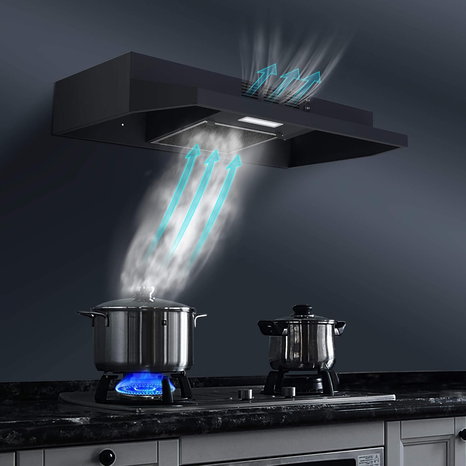 SNDOAS Range Hood 30 inch Under Cabinet, Ducted/Ductless Convertible Kitchen Hood