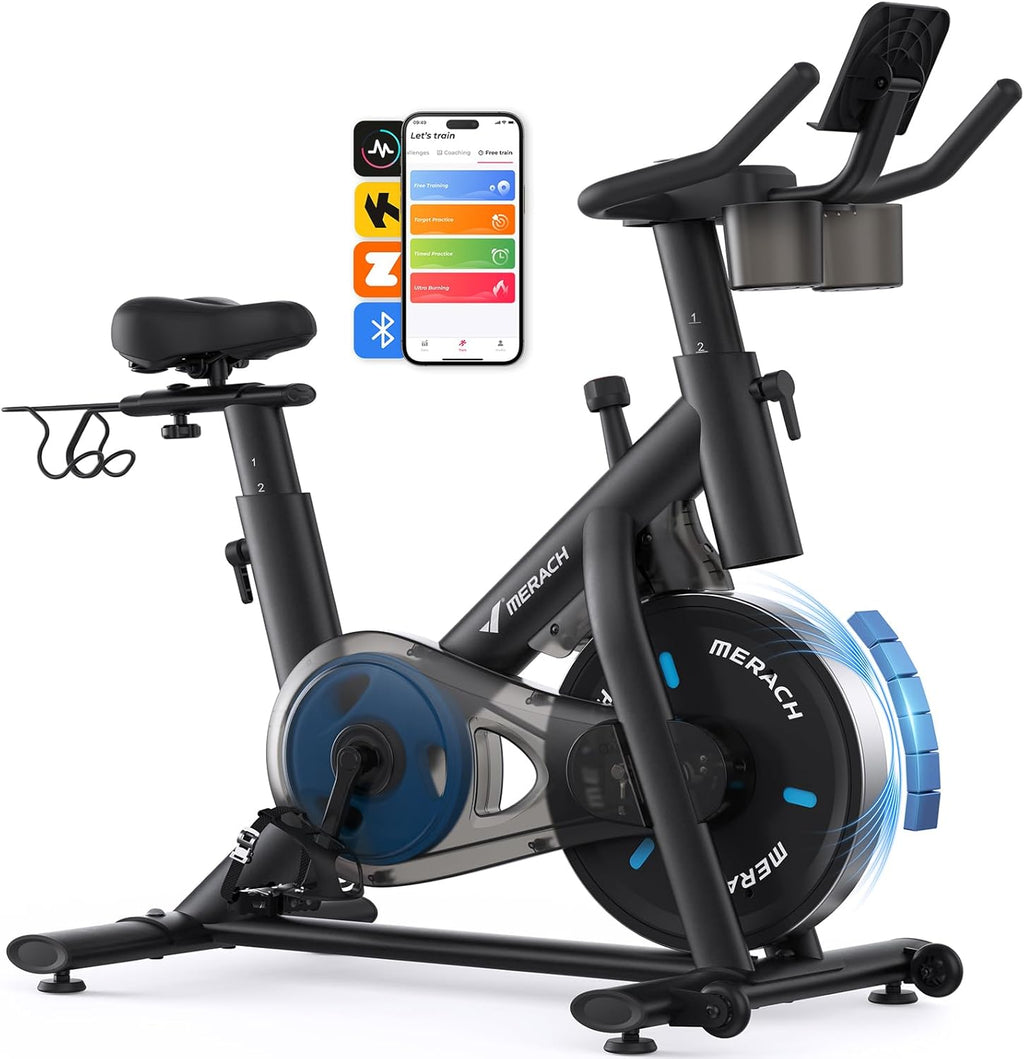 Merach Exercise Bike, Magnetic Friction Stationary Bike with Brake Pad