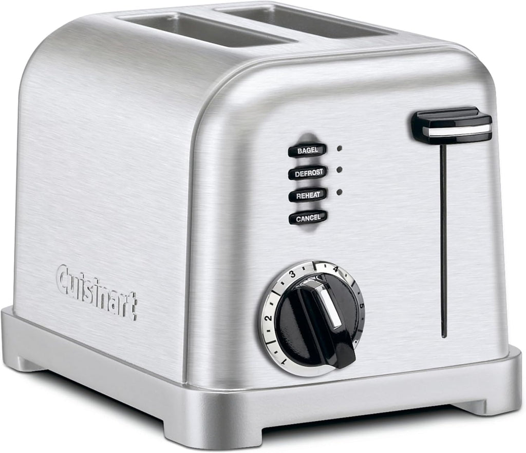 Cuisinart CPT-160P1 Metal Classic 2-Slice Toaster, Brushed Stainless Steel, 6 Shade Settings, 1.5" Wide