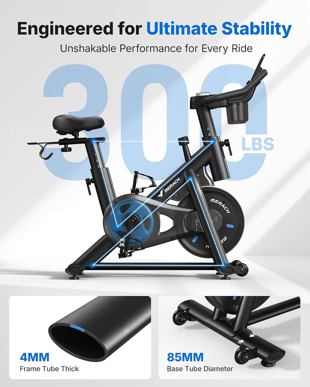 Merach Exercise Bike, Magnetic Friction Stationary Bike with Brake Pad