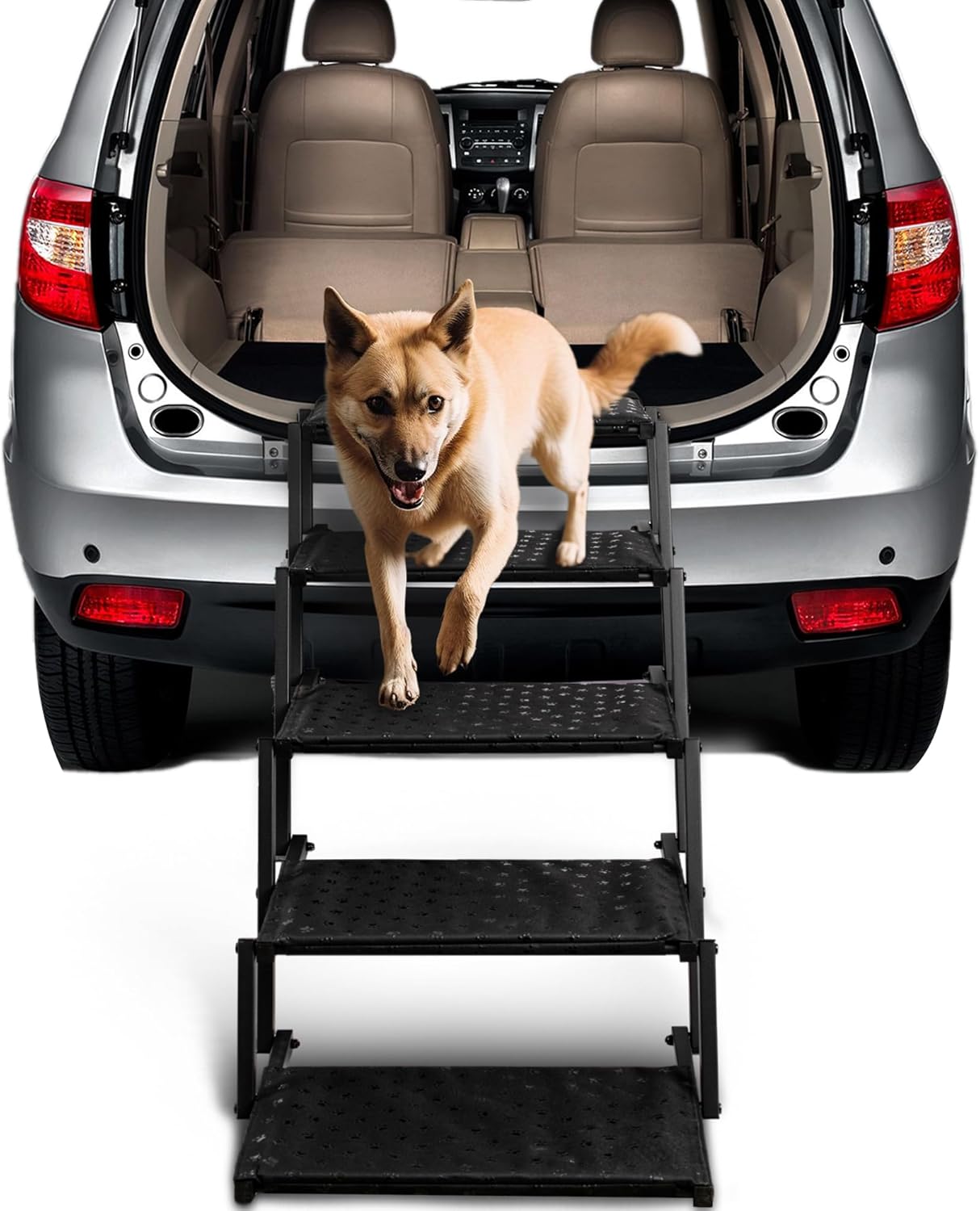 Dog Stairs for Car - Foldable Dog Ramps for Large Dogs with Non Slip Surface, Portable