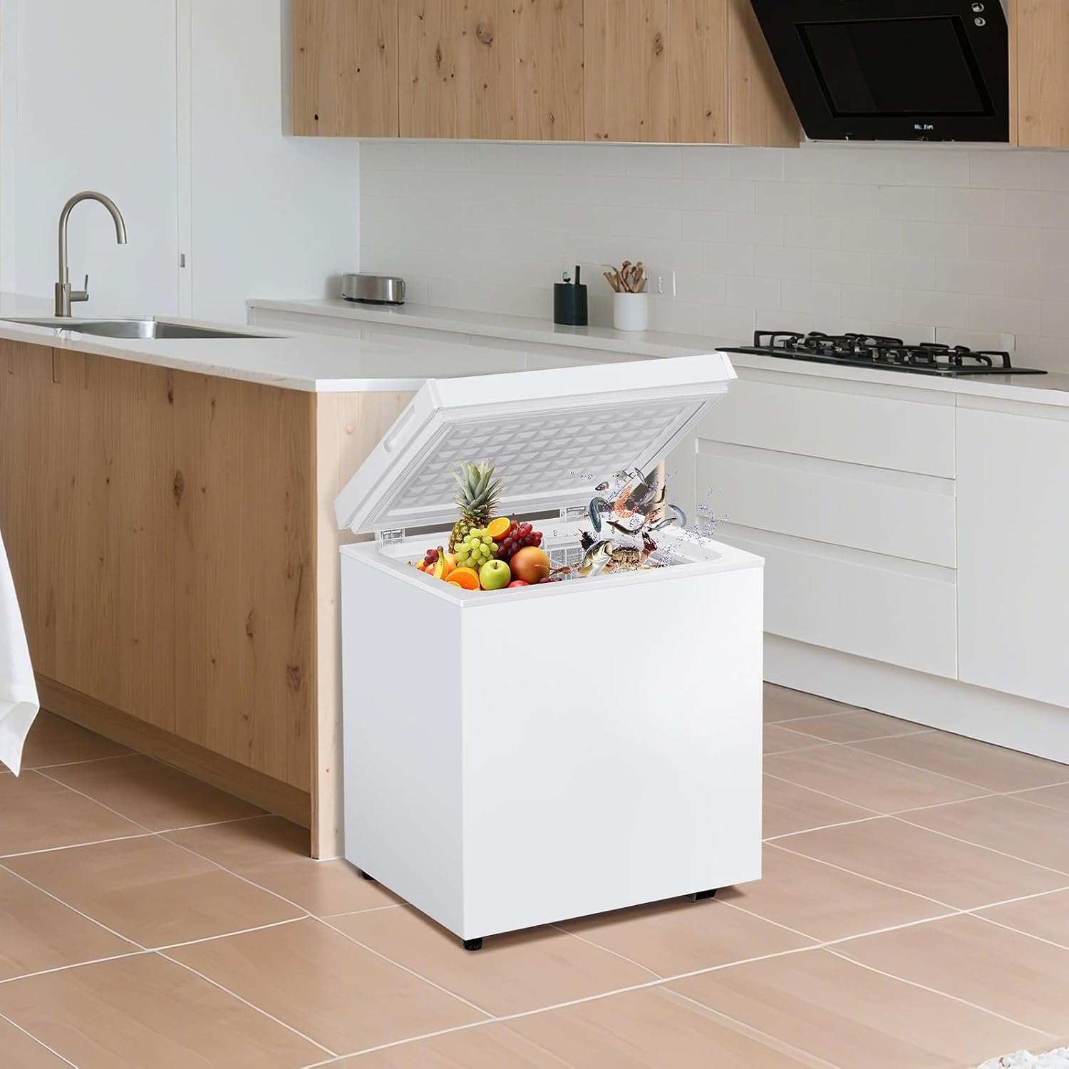 2.0 Cu.Ft Chest Freezer, Small Deep Freezer with 7 Adjustable Temperature Levels