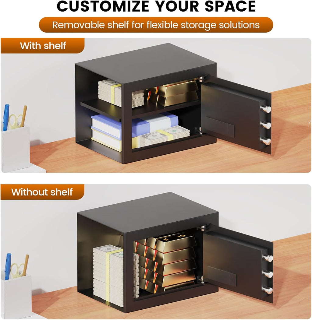 9.84'' H Home Safe Box, Small Safe with Fireproof Waterproof Bag | Anti-Theft Digital Security Lock Box