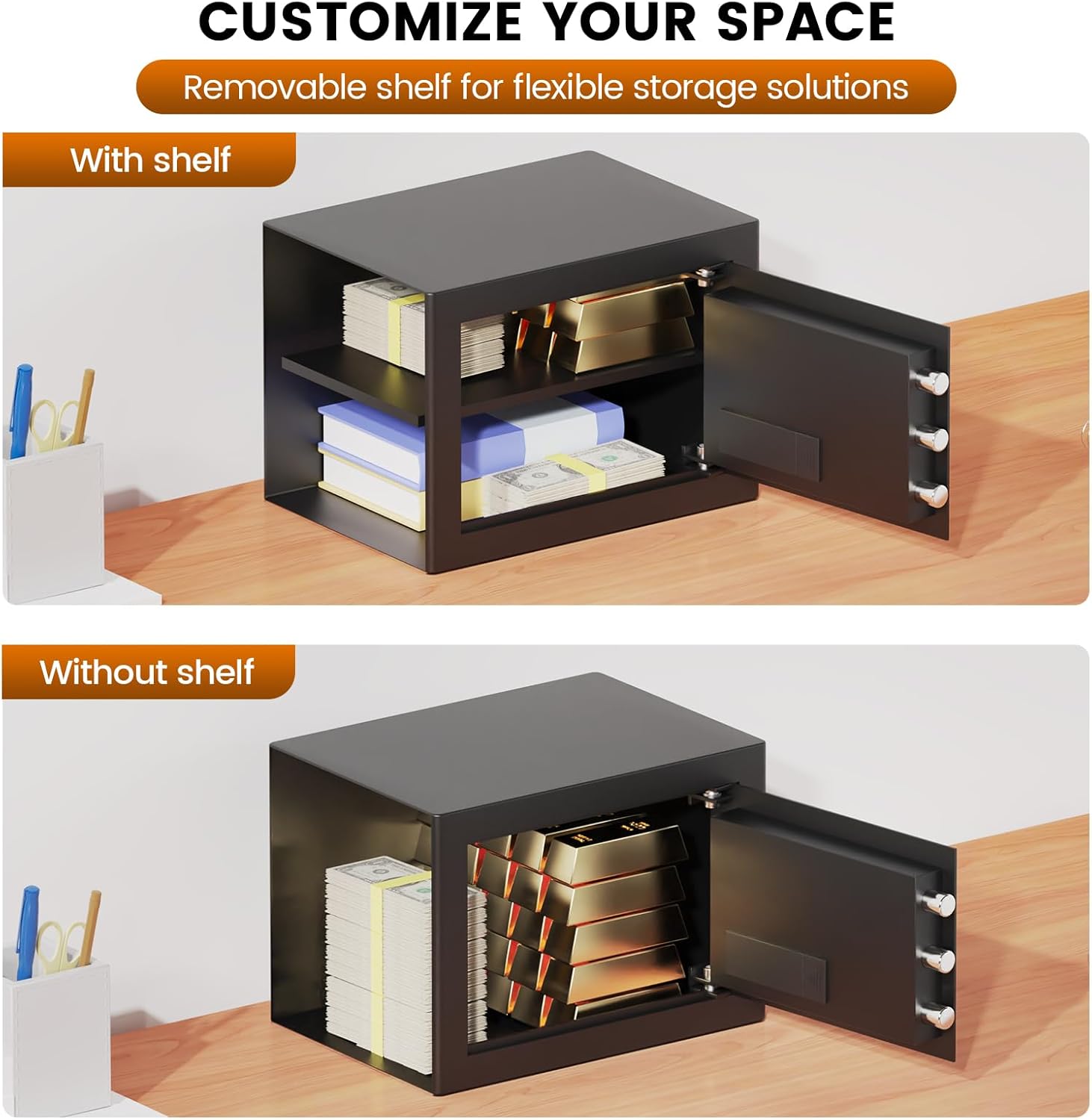 9.84'' H Home Safe Box, Small Safe with Fireproof Waterproof Bag | Anti-Theft Digital Security Lock Box