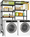 U13 Over Washer and Dryer Storage Shelves, 6 Tiers Laundry Room Standing Shelf with 2 Hanger Rods
