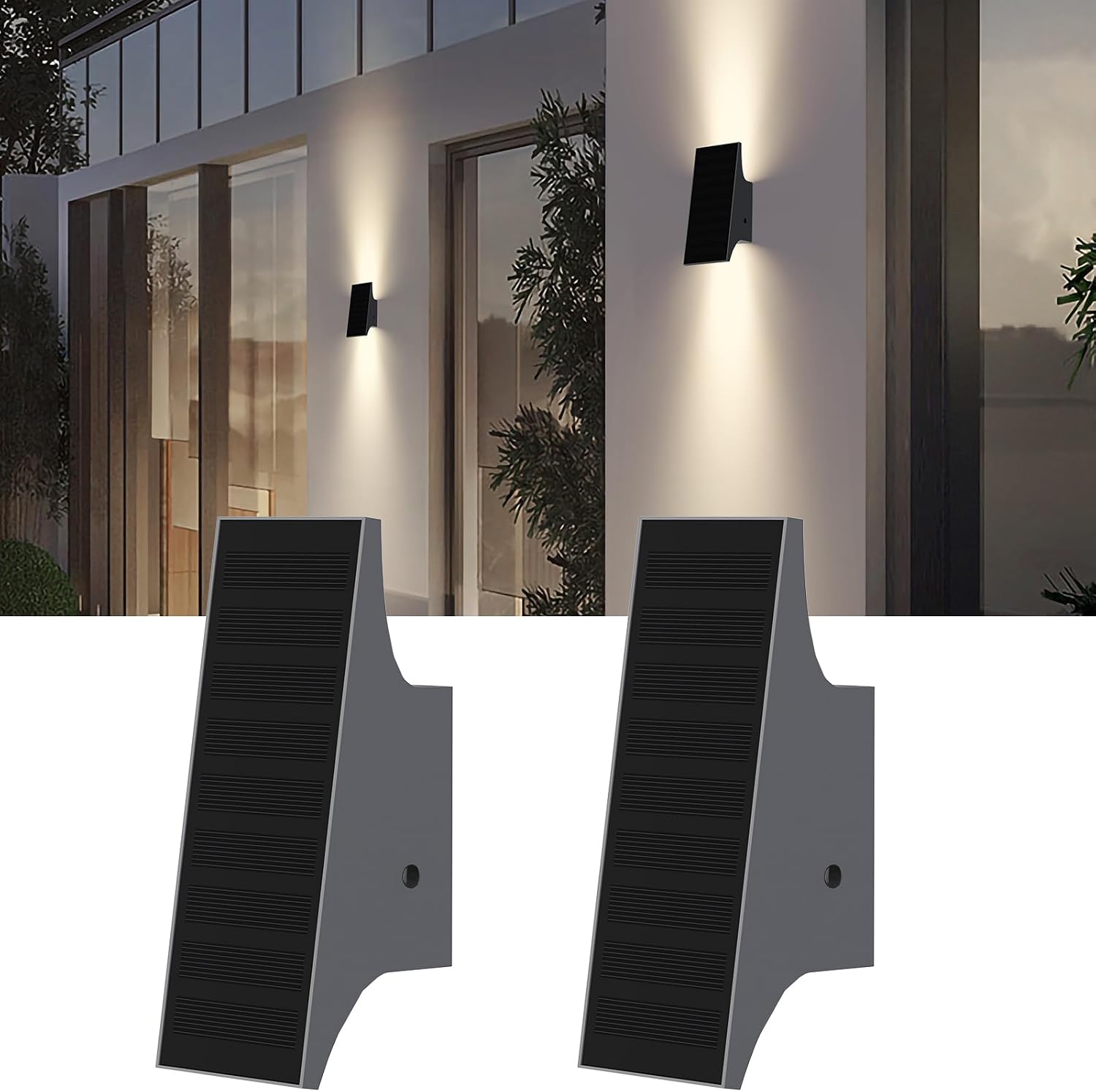 Solar Sconce Lights Outdoor, Dimmable Solar Wall Lights Up and Down, 3000K 700LM Solars Lights Outdoor IP65