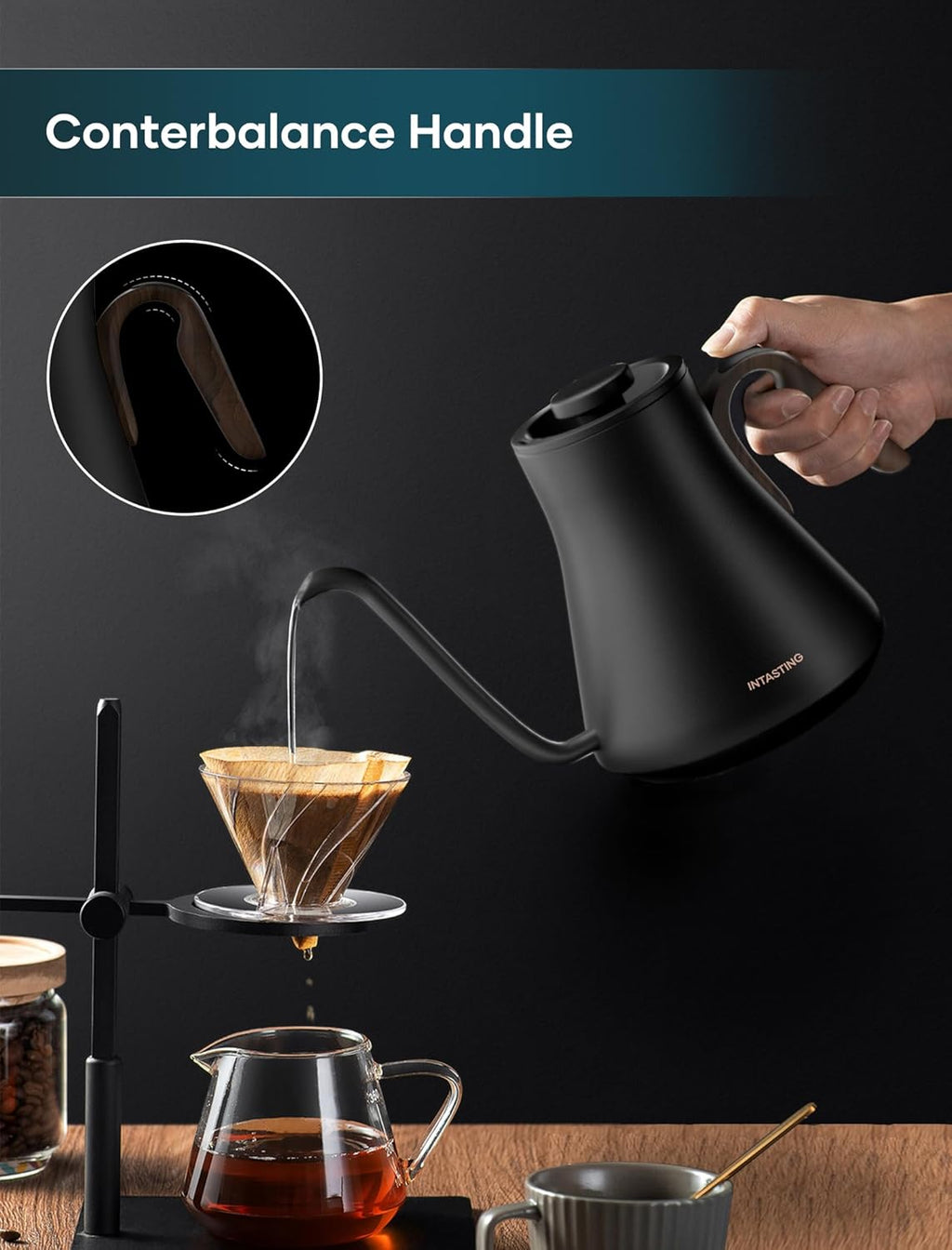 INTASTING Electric Kettle, Gooseneck Electric Kettle, ±1℉ Precise Temperature Control