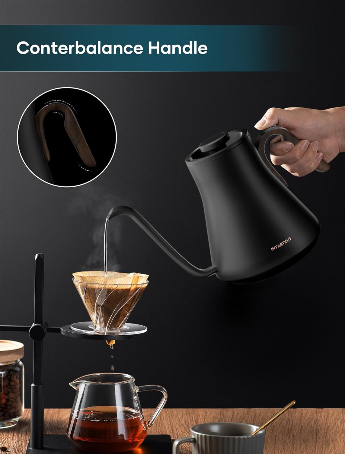 INTASTING Electric Kettle, Gooseneck Electric Kettle, ±1℉ Precise Temperature Control