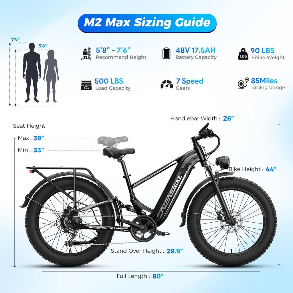 Aipas M2 Max Electric Bike for Adults, 1800W Peak Motor Electric Mountain Bike