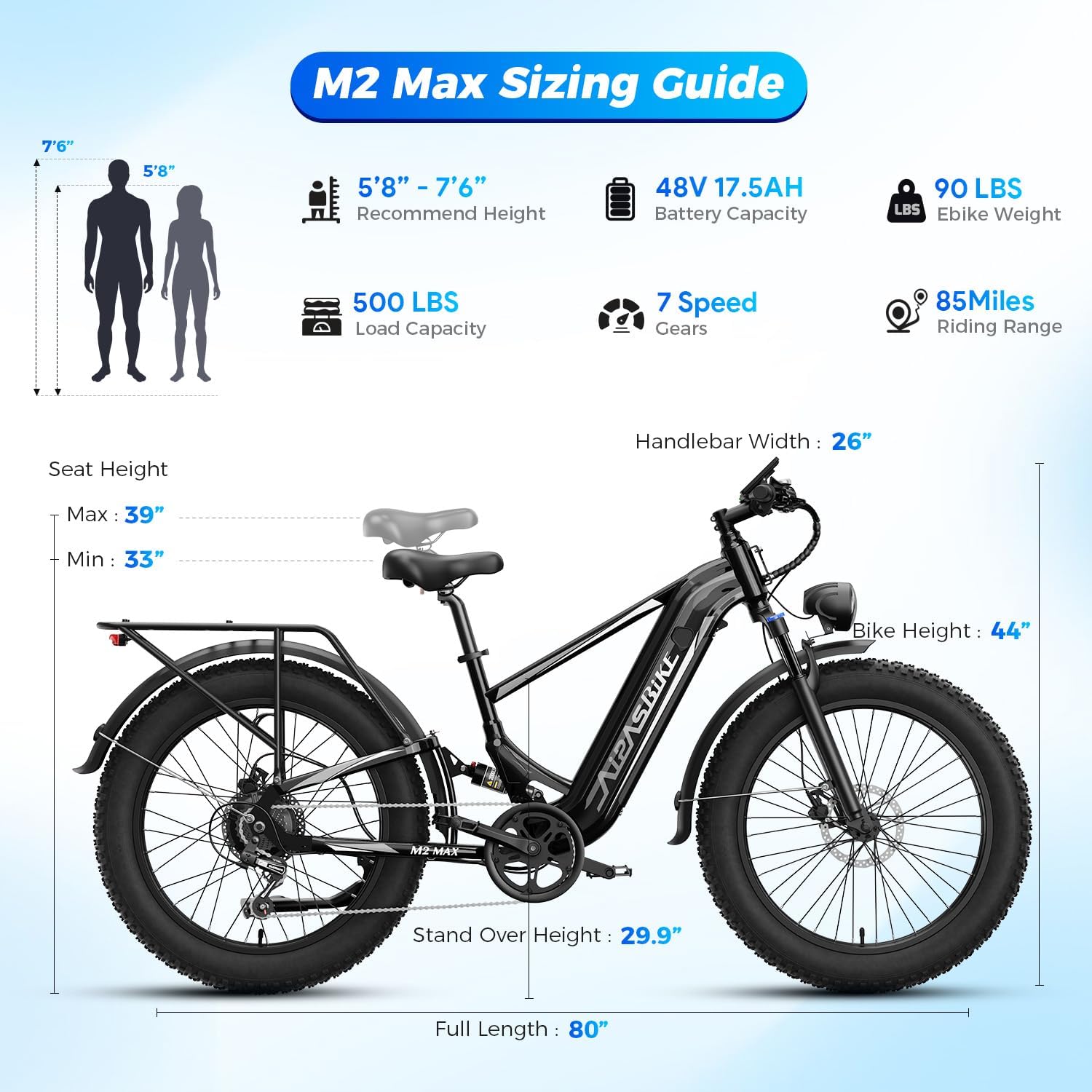 Aipas M2 Max Electric Bike for Adults, 1800W Peak Motor Electric Mountain Bike