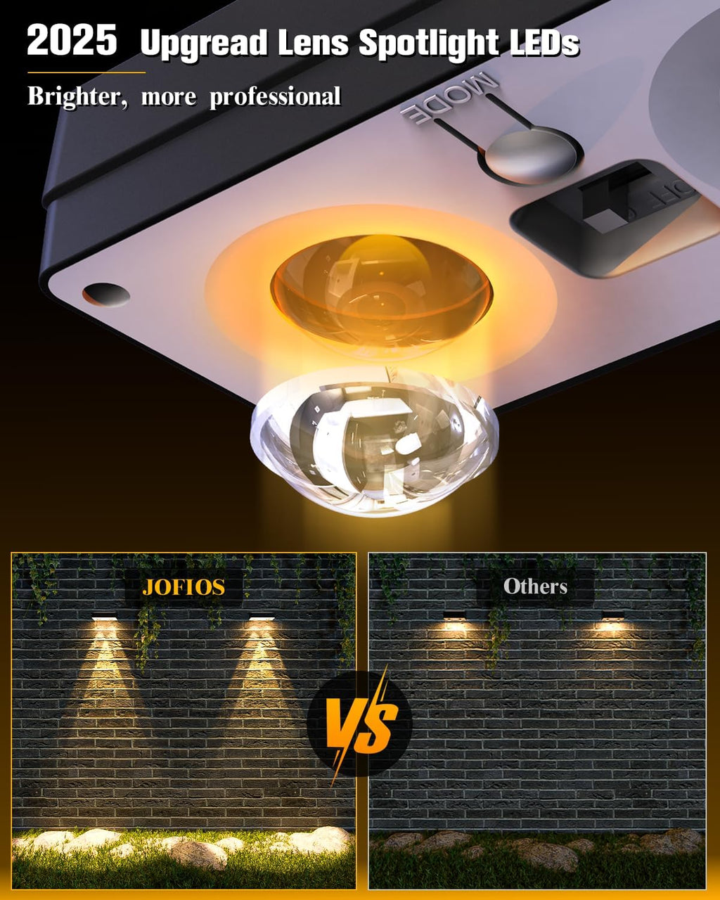 JOFIOS Solar Fence Lights 12 Pack, 50 Lumens Outdoor Fence Solar Lights with 12 Modes RGB Color Glow LED Solar Lights Outdoor