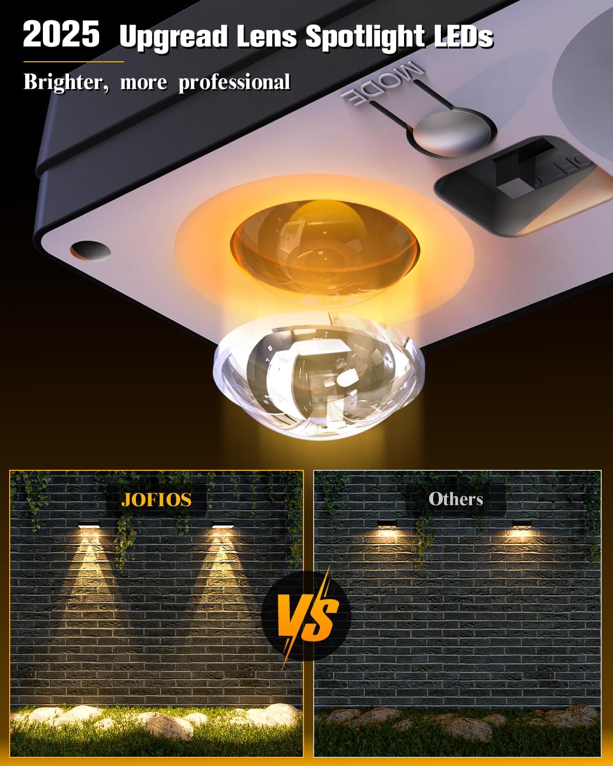 JOFIOS Solar Fence Lights 12 Pack, 50 Lumens Outdoor Fence Solar Lights with 12 Modes RGB Color Glow LED Solar Lights Outdoor