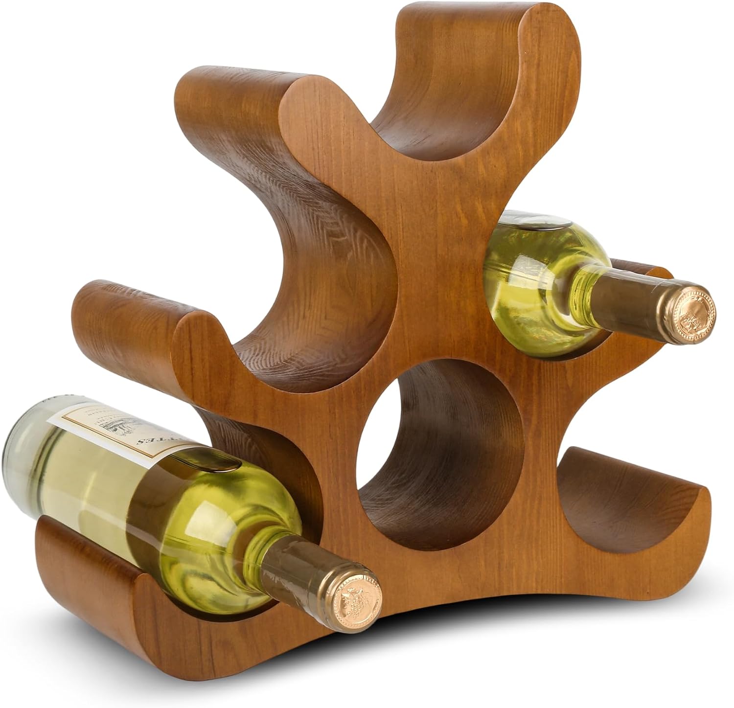 Countertop Wine Rack - 6 Bottle Wooden Wine Rack - Freestanding Wine Bottle Holder Stand - Wine