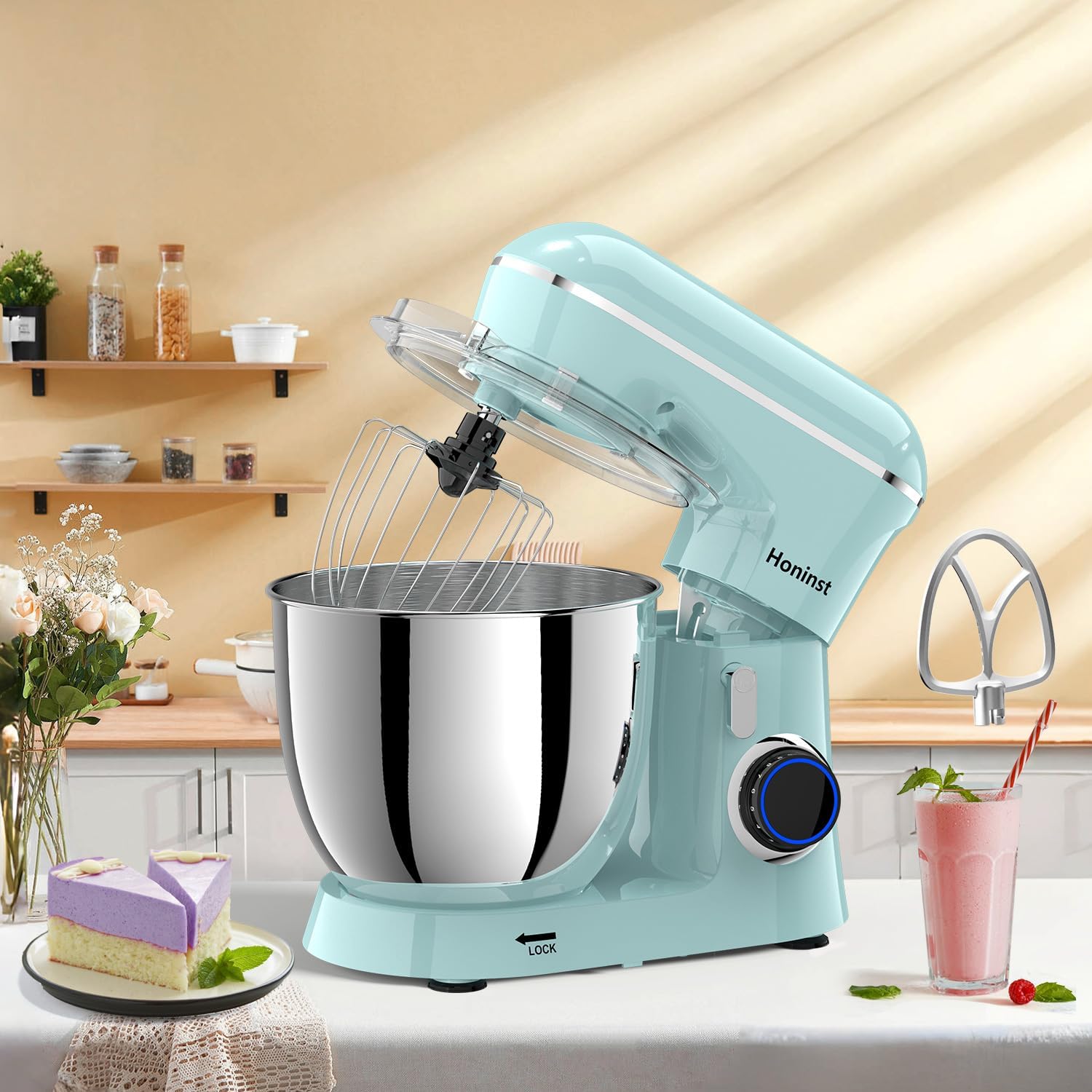 Honinst Stand Mixer, 6.5QT 10-Speed Tilt-Head Electric Stand Mixer, 3-In-1 Kitchen Mixer
