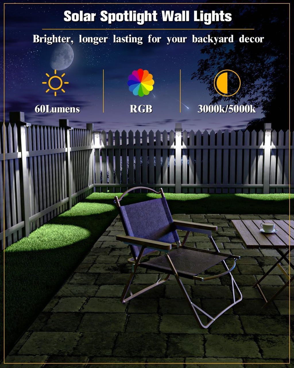 JOFIOS Solar Fence Lights 12 Pack, 50 Lumens Outdoor Fence Solar Lights with 12 Modes RGB Color Glow LED Solar Lights Outdoor