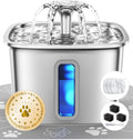 Veken Innovation Award Winner Stainless Steel Cat Water Fountain, 108oz/3.2L Automatic Pet Fountain Dog Water Dispenser