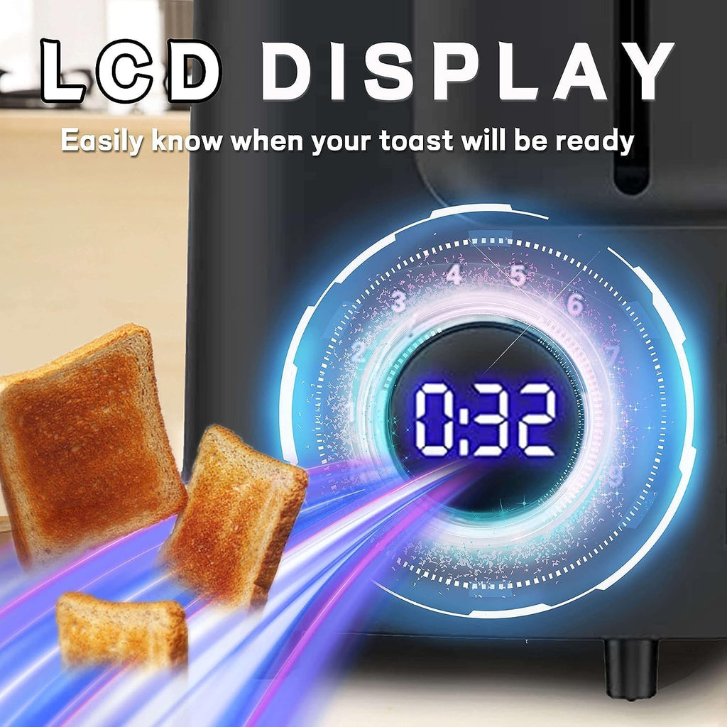 Toaster 2 Slice Wide Slot Toaster Best Rated Prime Display Smart Toasters with LCD Digital