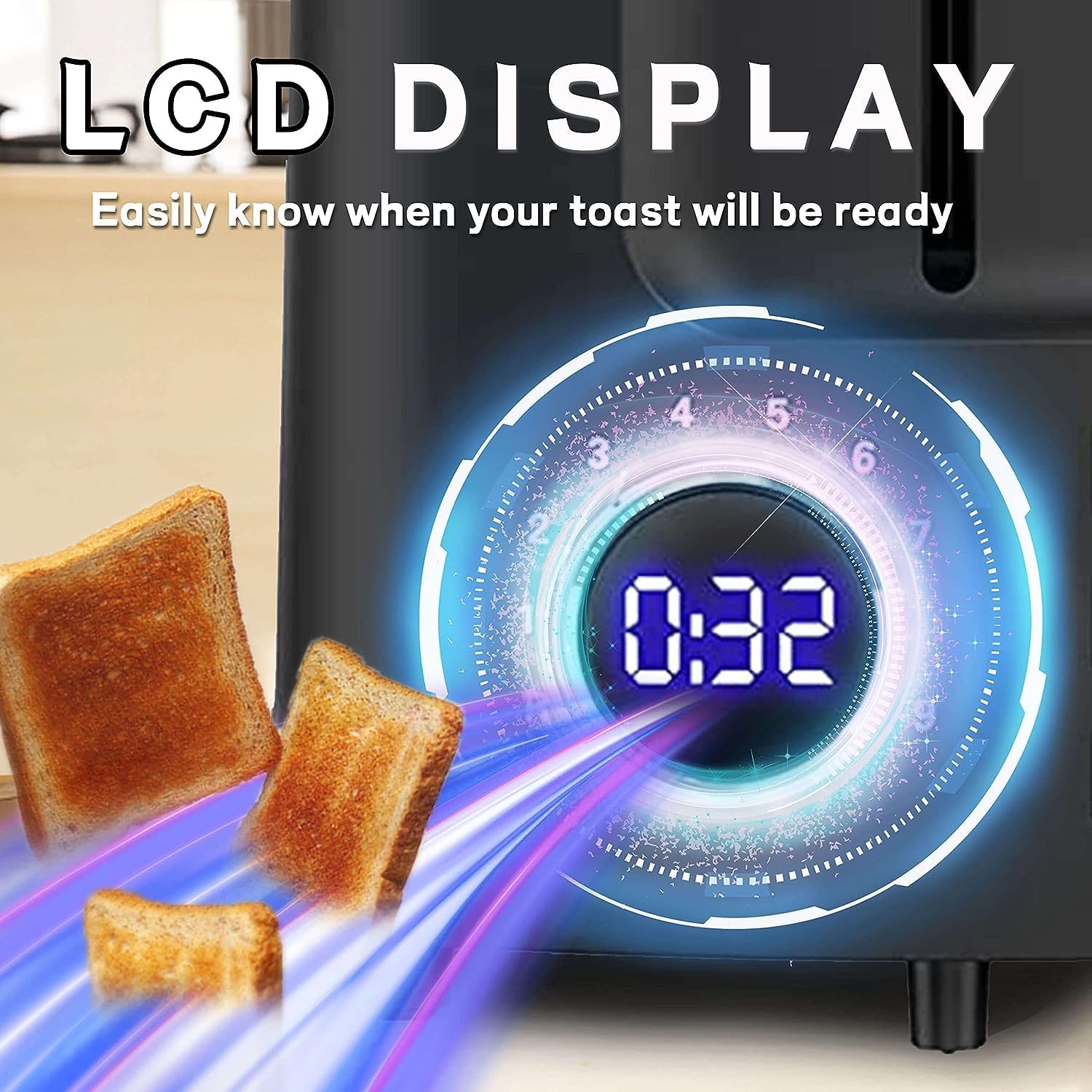 Toaster 2 Slice Wide Slot Toaster Best Rated Prime Display Smart Toasters with LCD Digital