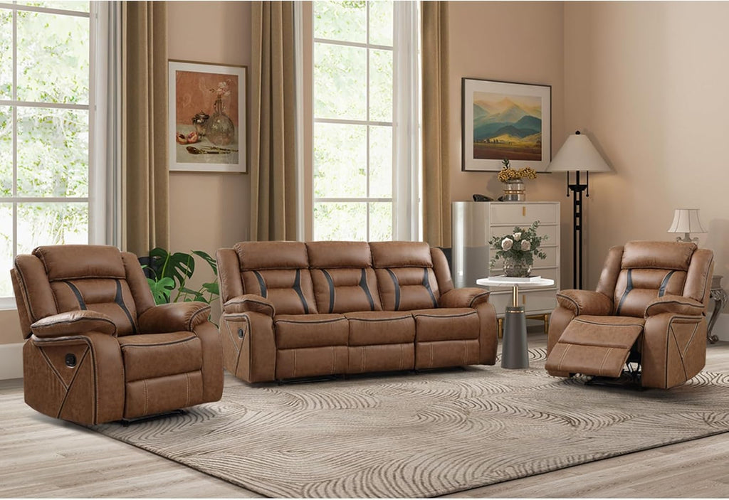 Faux Leather Recliner Sofa Furniture Set for Living Room