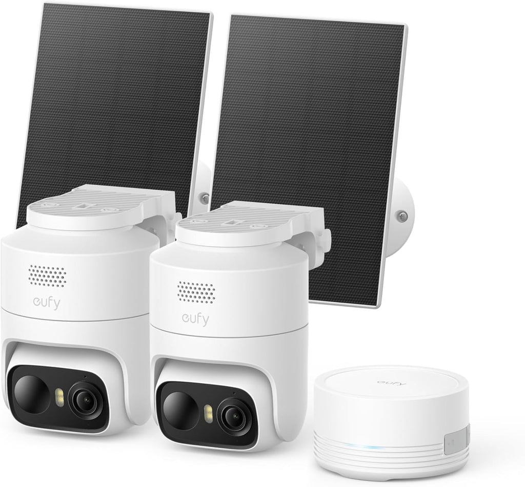 eufy Security eufyCam C37 2-Cam Kit, 360° Pan&Tilt Auto tracking, Security Cameras Wireless Outdoor, 2K Solar Powered