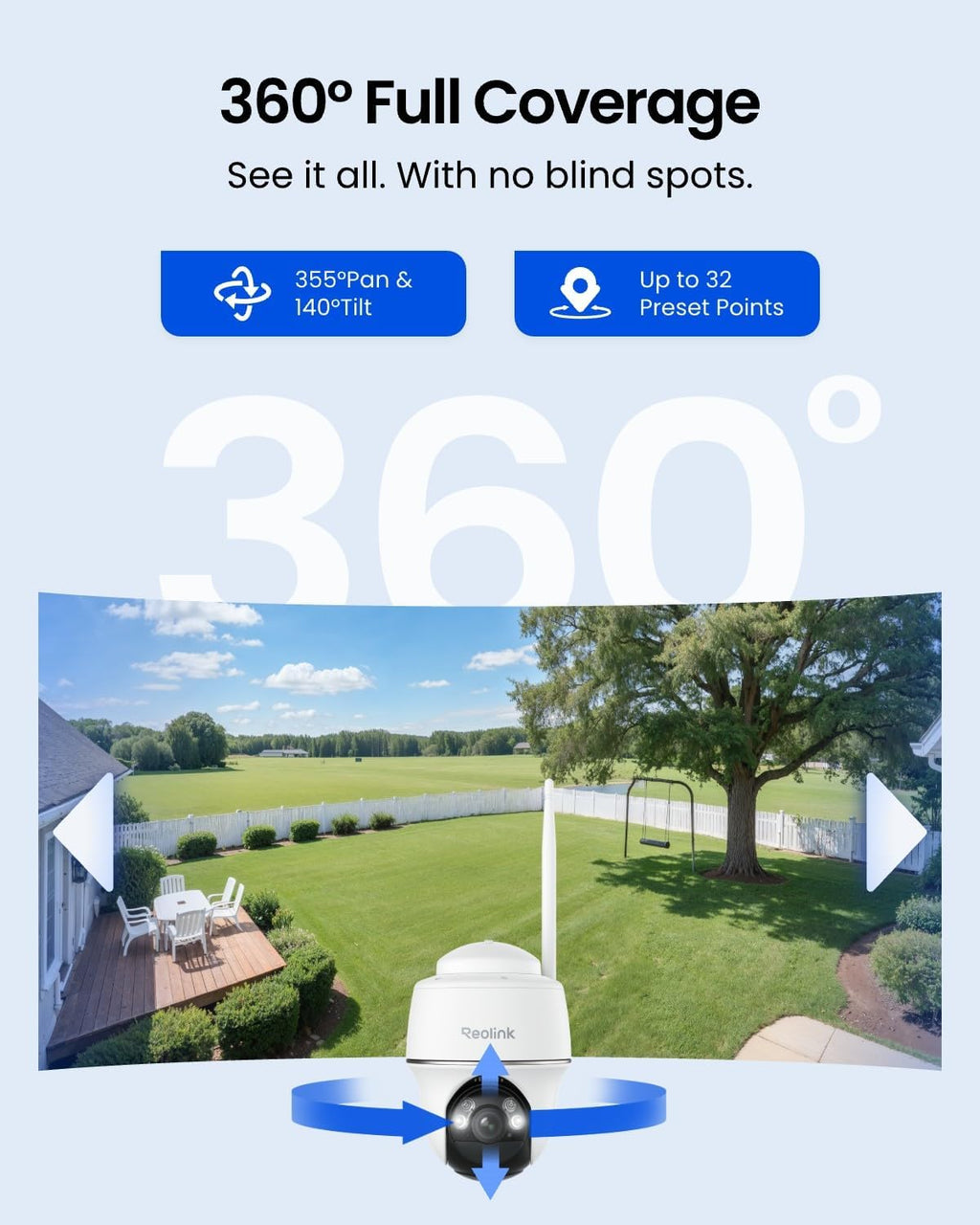 REOLINK Security Cameras Wireless Outdoor, Pan Tilt Solar Powered, 5MP 2K+ Color Night