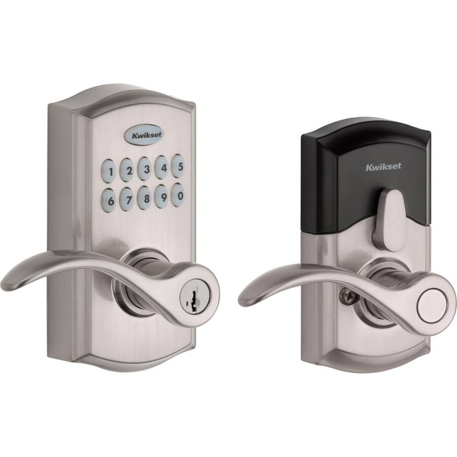 Kwikset - SmartKey Satin Nickel Metal Electronic Touch Pad Entry Lever