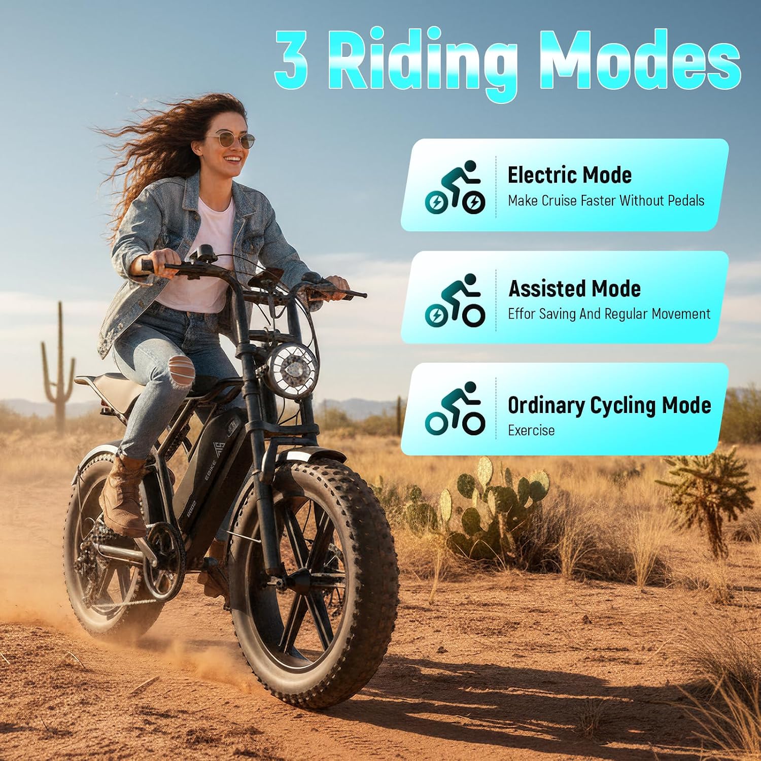 TST Electric Bike for Adults 1500W Peak 20" Fat Tire All-Terrain E-Bike 60 Miles Electric Dirt Bike