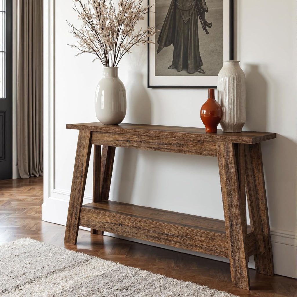 Tribesigns 41.3-Inch Farmhouse Entryway Table, 2-Tier Narrow Console Table Behind The Couch
