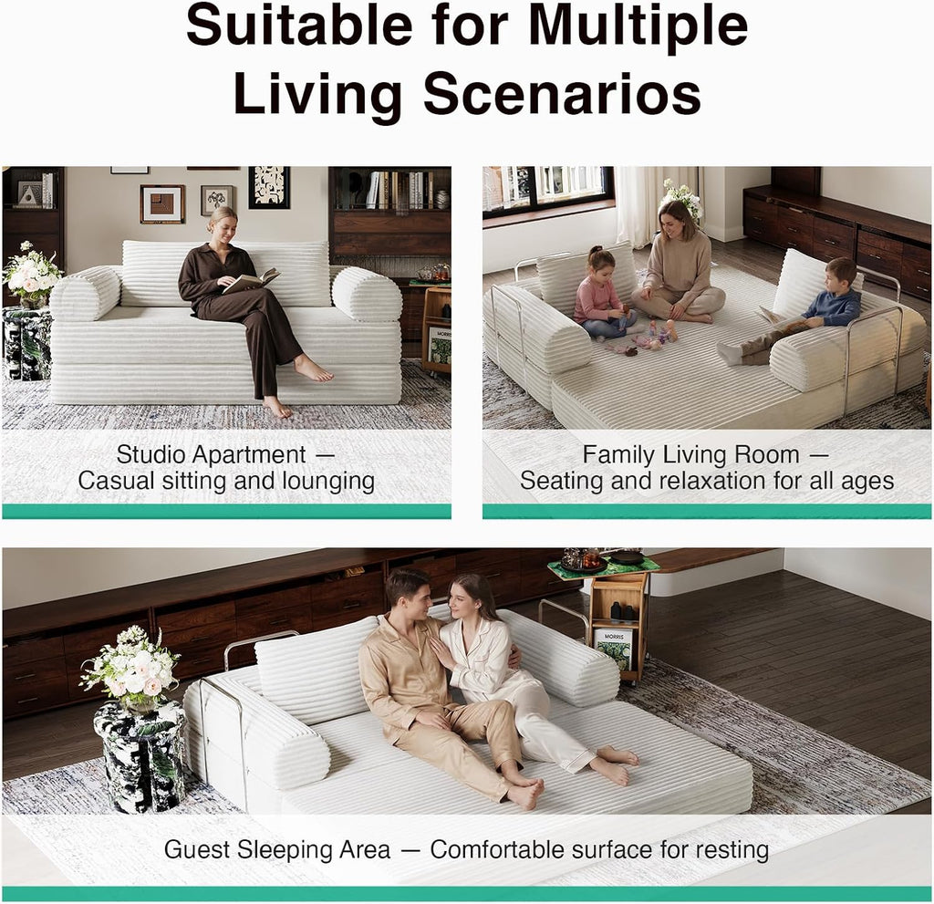 Novilla 75" Convertible Futon Sofa Bed, Boneless Couch with Smarts Coil®