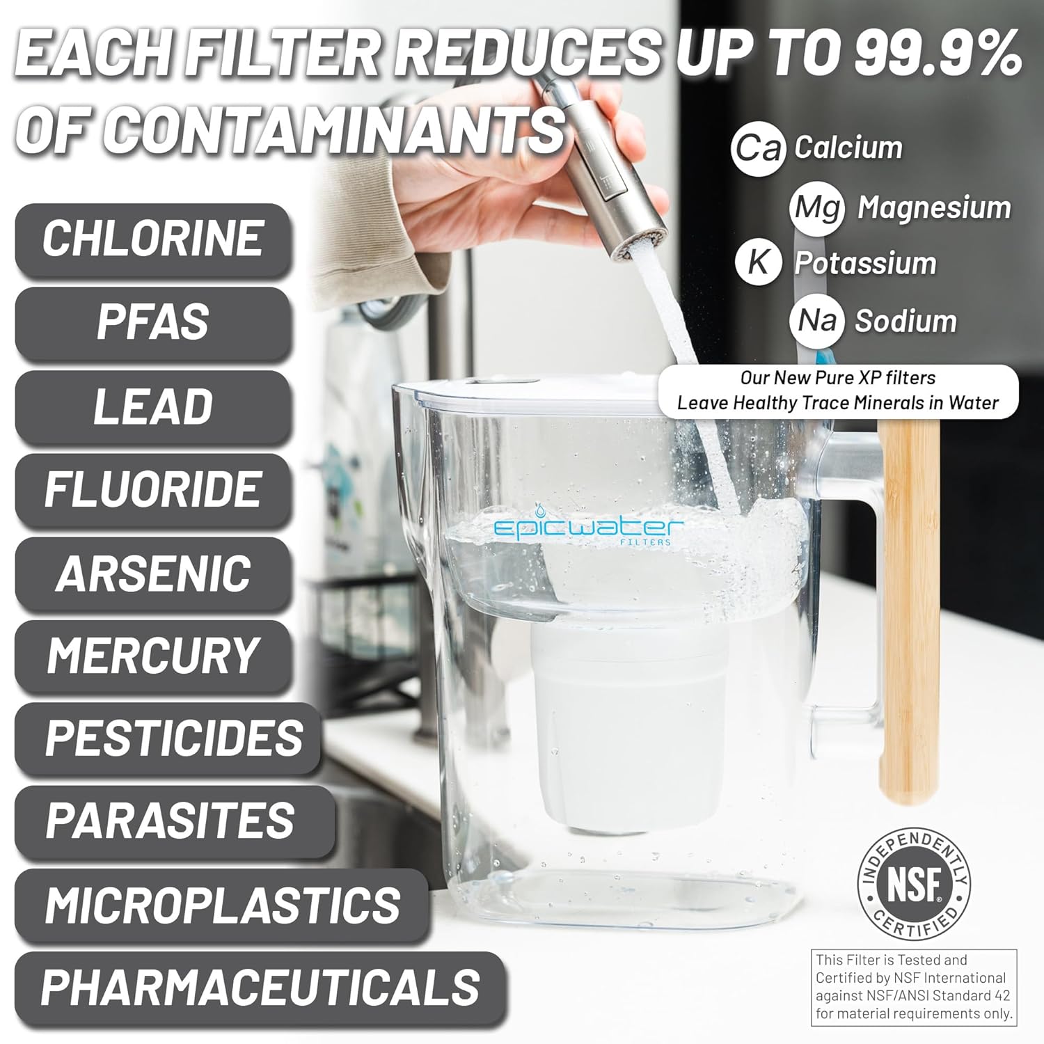 Epic Pure XP Water Filter Pitcher with Advanced CoreXchange™ Filter | NSF Certified |