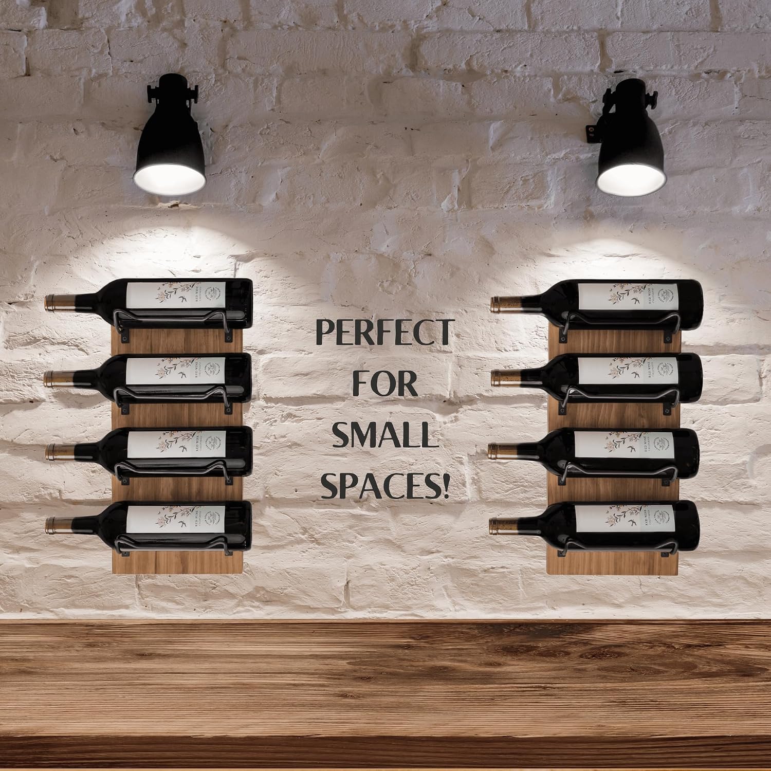Hoctieon 48.6in Wall Mounted Wine Rack, 3 Tier Hanging Wine Racks with Glass Holder