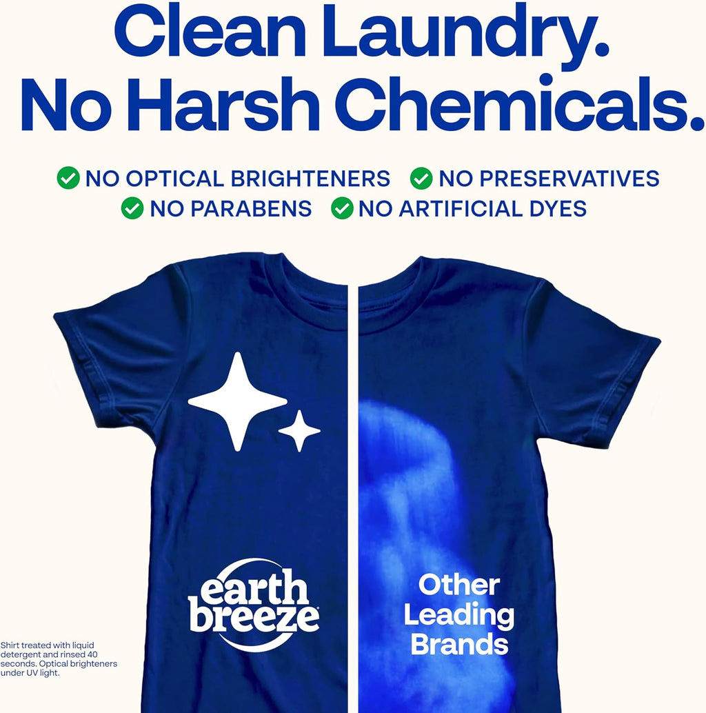 Earth Breeze Laundry Detergent Sheets Fresh Scent - 60 Loads Eco Liquidless Soap - Travel-Friendly for Hot & Cold Cycles