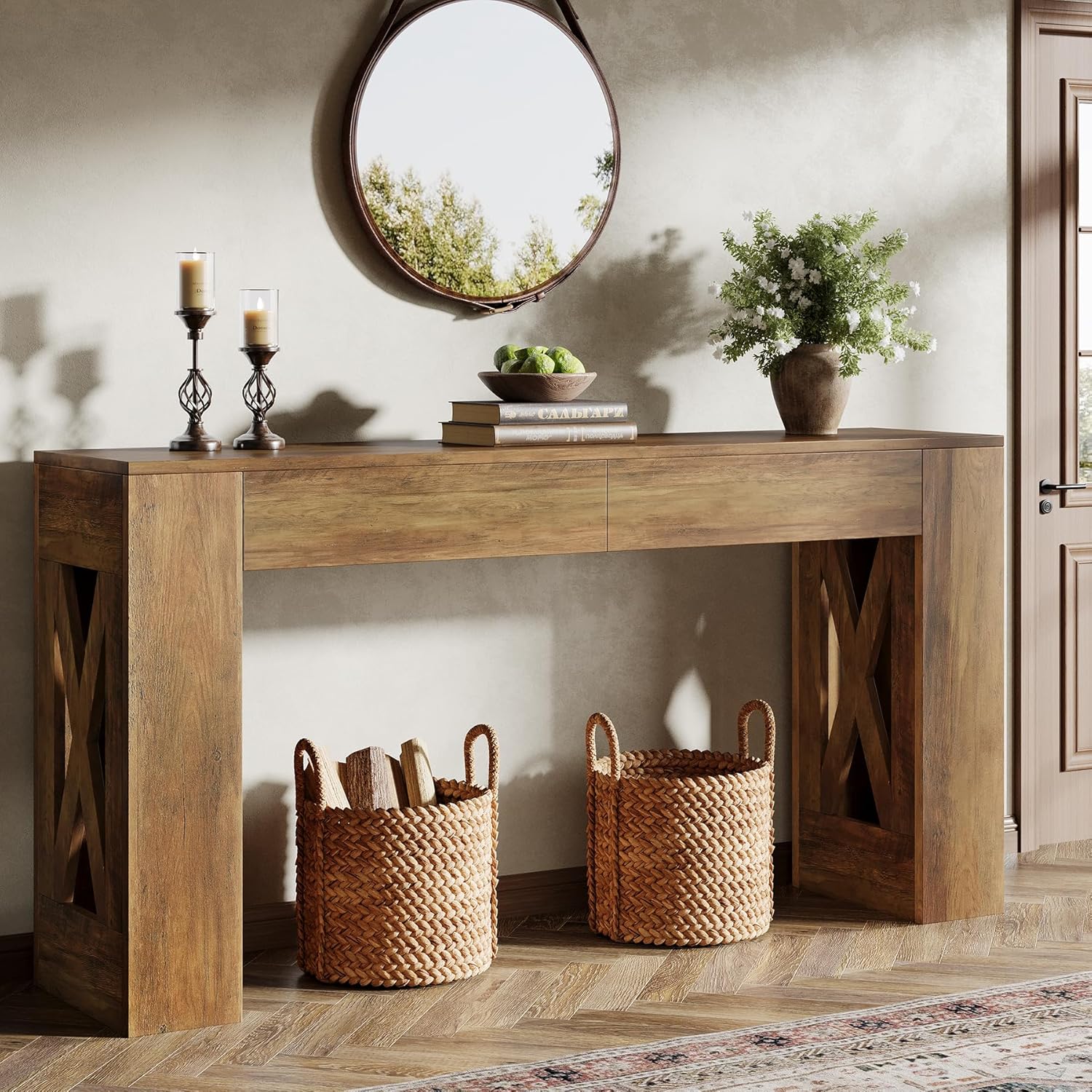 Tribesigns 63-Inch Long Console Table, Farmhouse Entryway Table