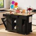Large Rolling Kitchen Island with Power Outlet, Mobile Kitchen Cart on Wheels with Drop Leaf, 3 Drawers