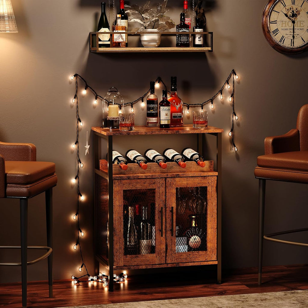 X-cosrack Wine Bar Rack Cabinet with Detachable Wine Rack, Coffee Barwith Glass Holder