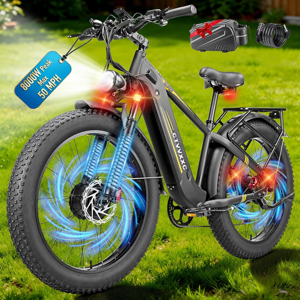 Dual Motor Ebike for Adults, 8000W Peak Max 50 MPH Fast Electric Bike for Adults