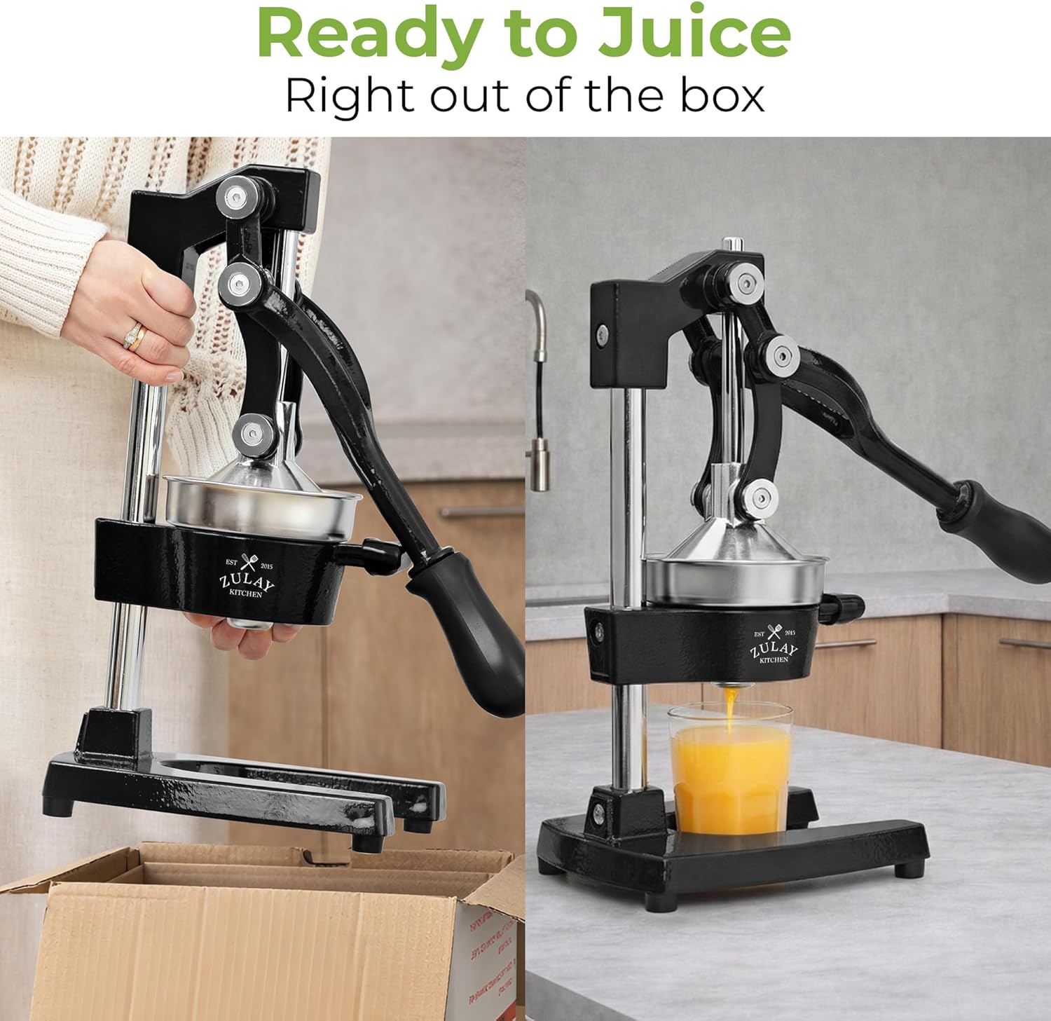 Zulay Kitchen Cast Iron Juicer - Heavy Duty Manual Juicer with Detachable Strainers for Easy Cleaning