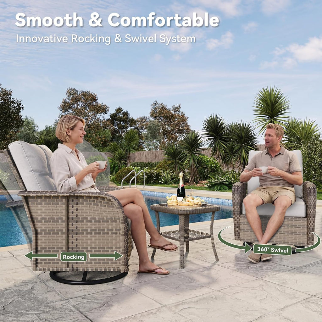 Aoxun 10-Piece Patio Furniture Set with 44” Fire Pit Table
