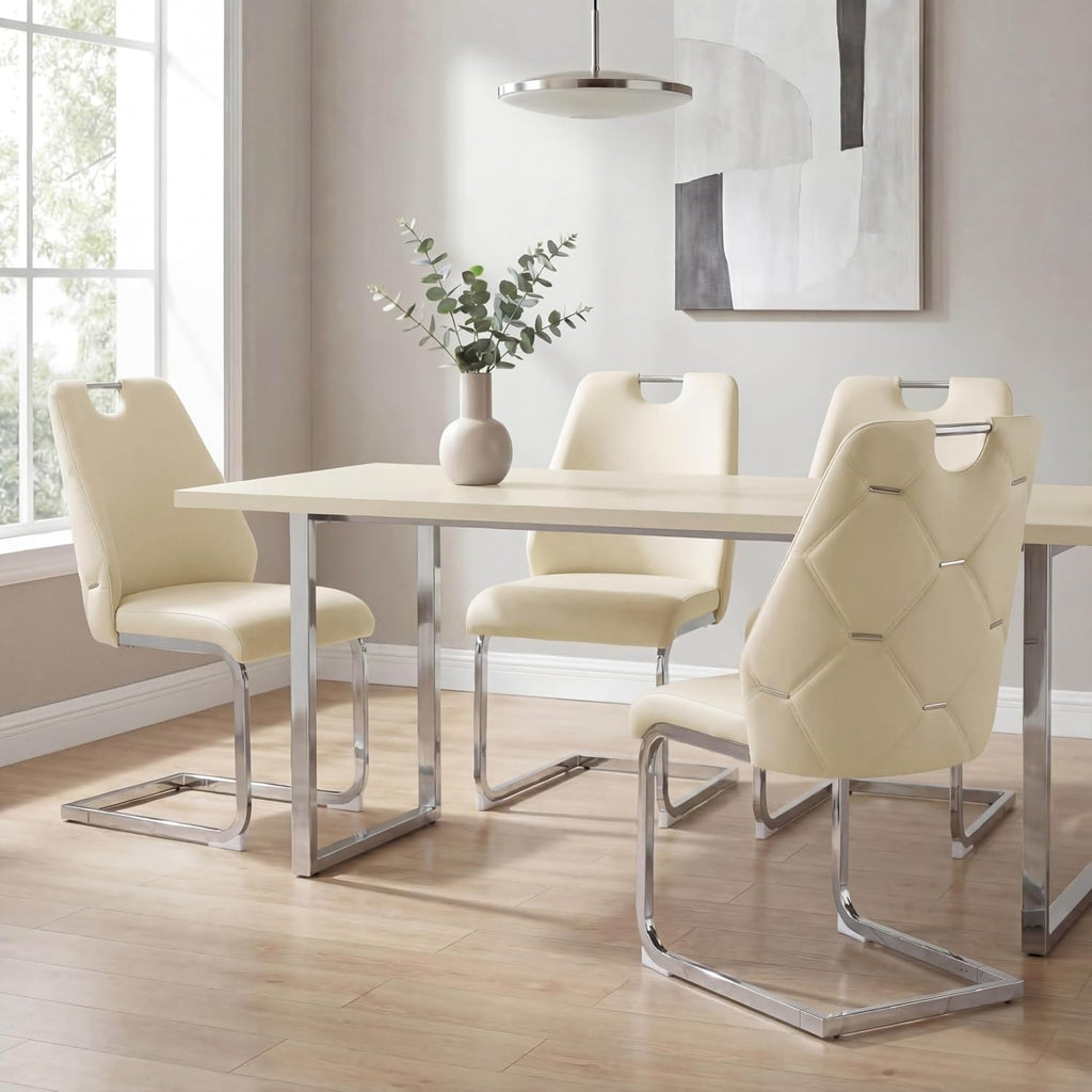 Dining Room Chairs Set of 4, Silla De Comedor, Modern Dining Chairs Set of 4 with Leather