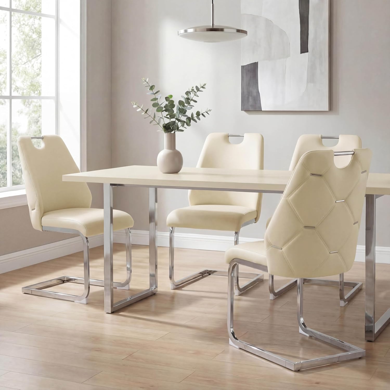 Dining Room Chairs Set of 4, Silla De Comedor, Modern Dining Chairs Set of 4 with Leather