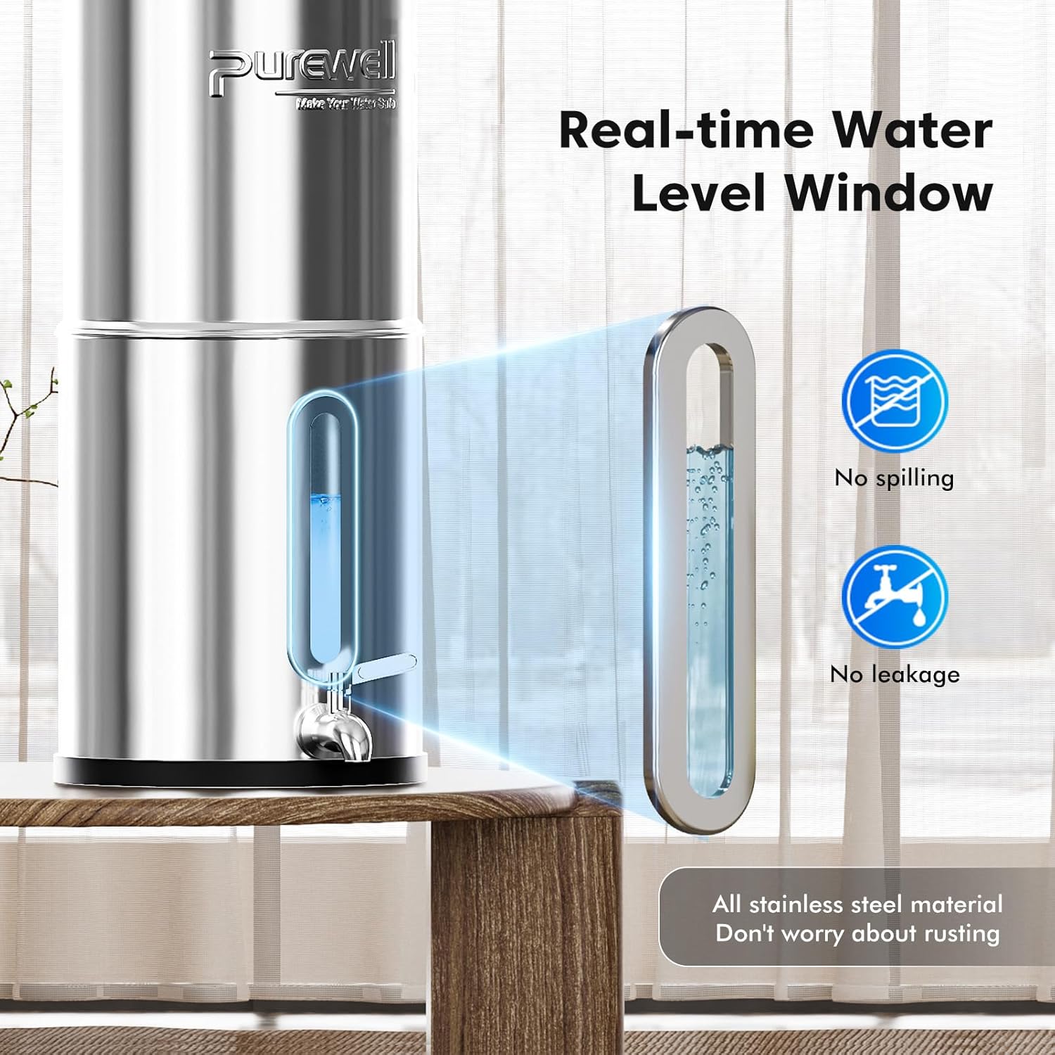 Purewell Upgraded 6-Stage 0.01μm Ultra-Filtration Gravity Water Filter System