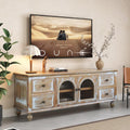 LUMISOL 60" Farmhouse TV Stand with 4 Drawers and 2 Glass Doors