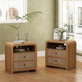 Oak&Sparrow Rattan Nightstand Set of 2, 23.6'' Rattan End Table with Ample Storage