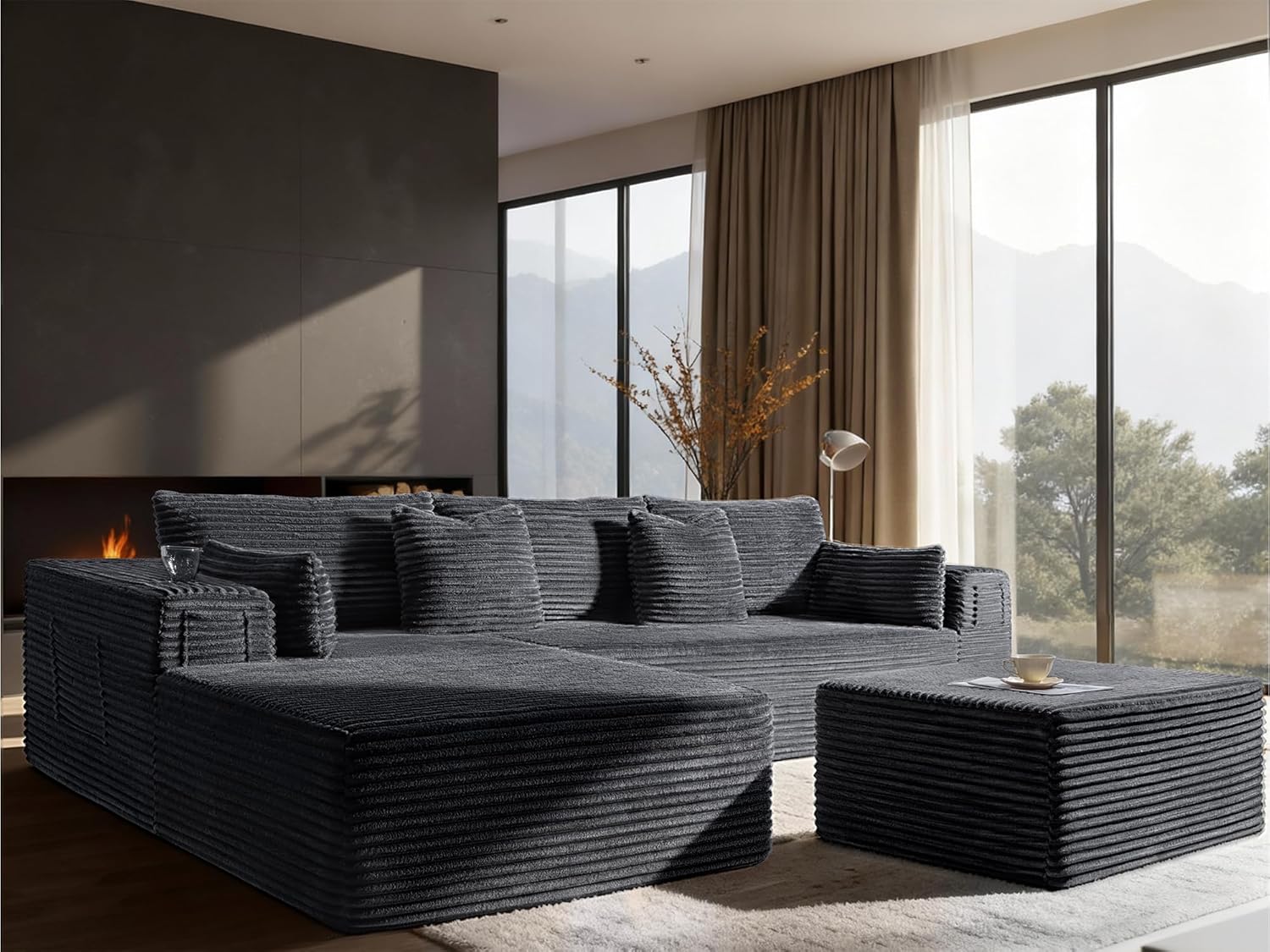 108" Oversized Cloud Sectional Couch, Comfort U Shaped Boneless Couch for Living Room, Extra Deep Seats
