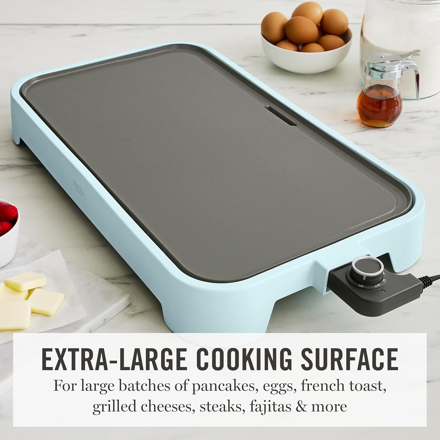 Martha Stewart 12” x 22” Electric Griddle, XL Ceramic Nonstick Flat Top Cooking