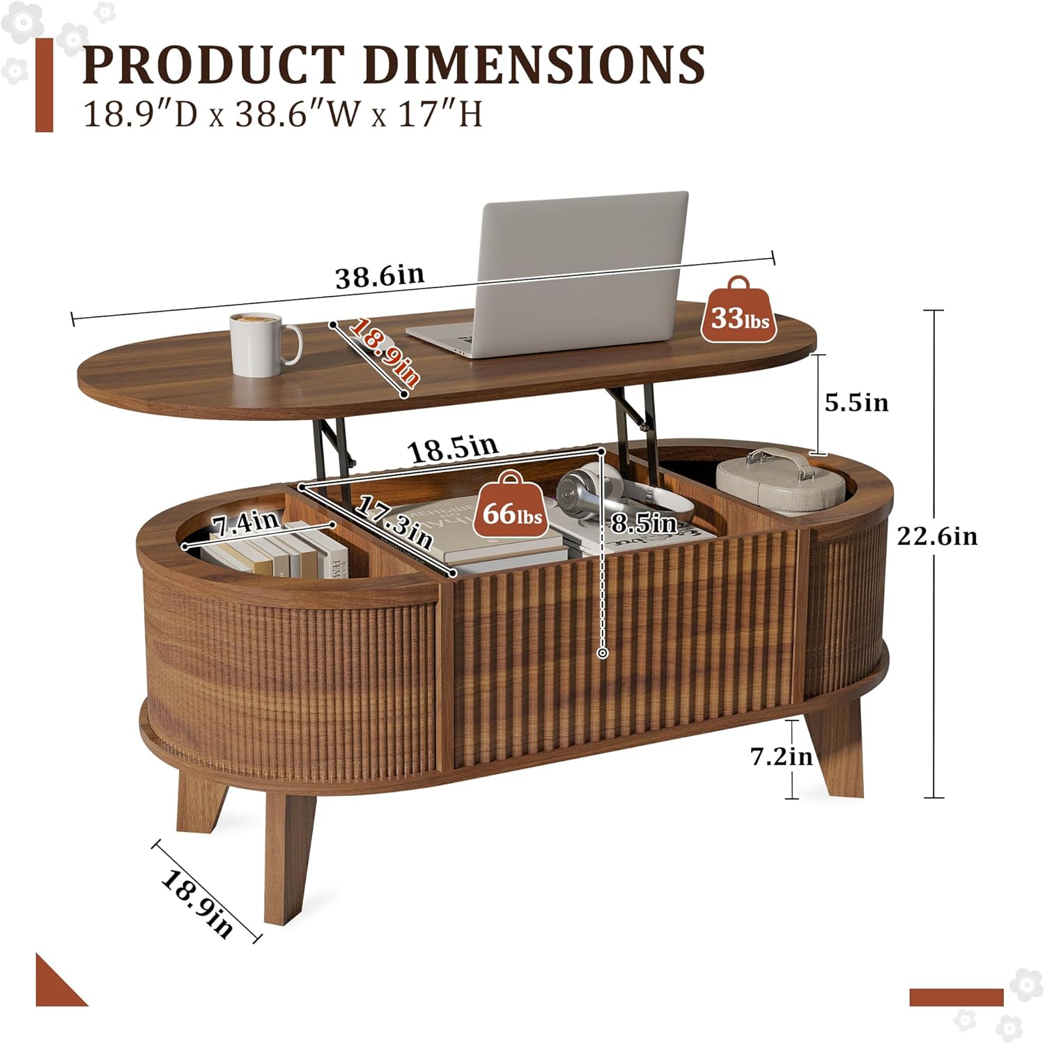 LYNCOHOME Fluted Lift Top Coffee