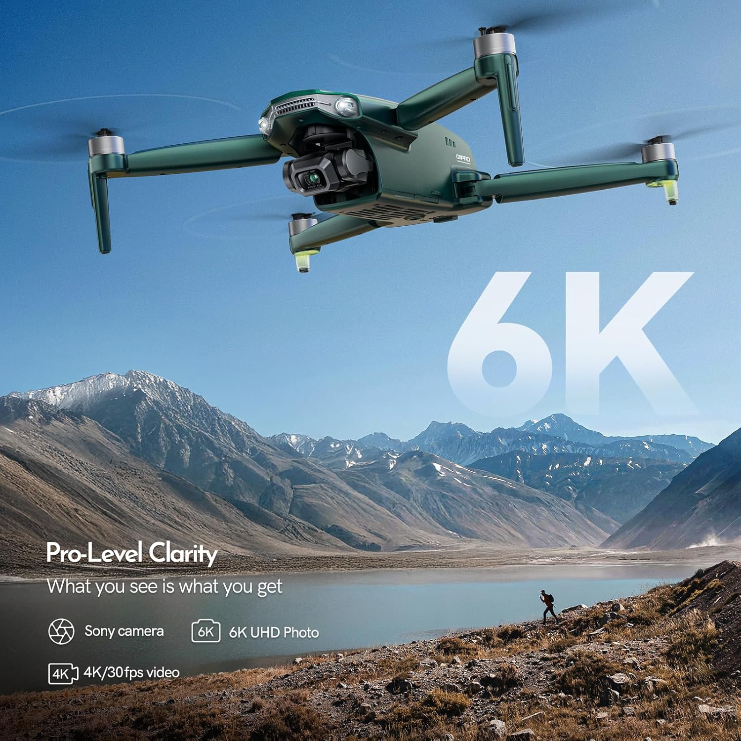 G11PRO 6K Drone with Camera for Adults, 4K/30fps Video, 3-Axis Brushless Gimbal, 70mins Flight Time with 2 Batteries